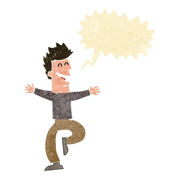 Karikatur lachender Mann mit Sprechblase — Stockvektor