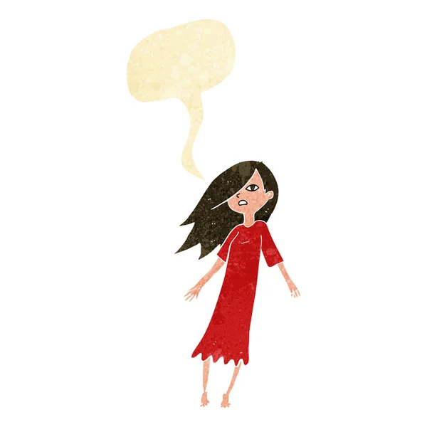 Cartoon geest als meisje met spraak zeepbel — Stockvector