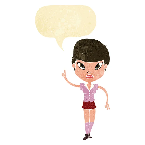 Mujer de dibujos animados con idea con burbuja de habla — Archivo Imágenes Vectoriales