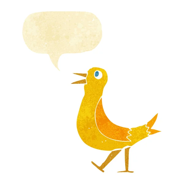 Cartoon walking bird with speech bubble — Stock Vector