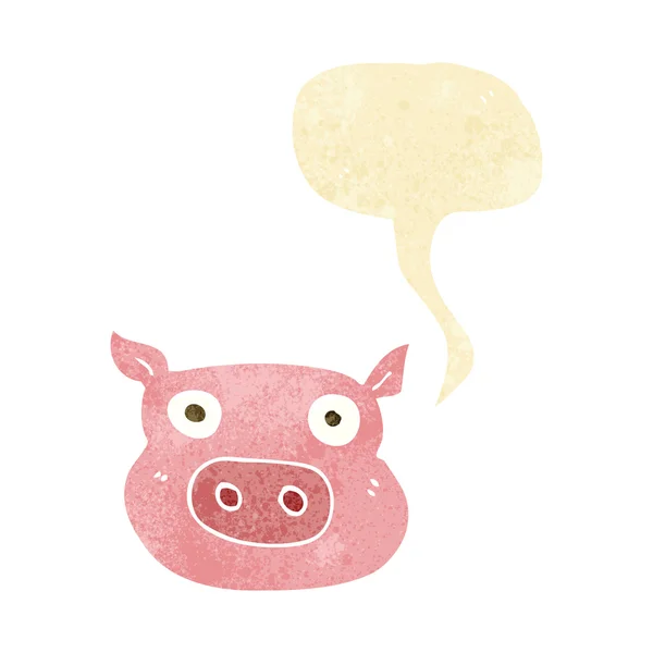 Cartoon pig face with speech bubble — Stock Vector