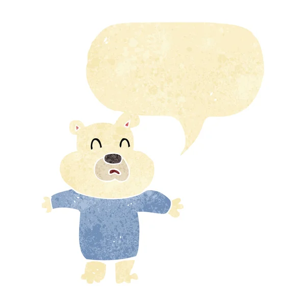 Cartoon unhappy polar bear  with speech bubble — Stock Vector