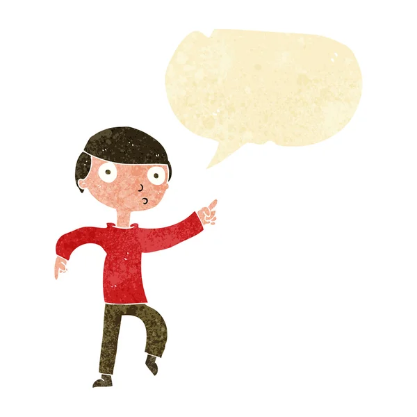 Мультяшный мальчик с пузырем речи — стоковый вектор