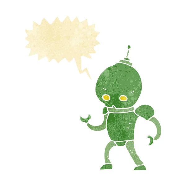 Robot alienígena de dibujos animados con burbuja de habla — Vector de stock