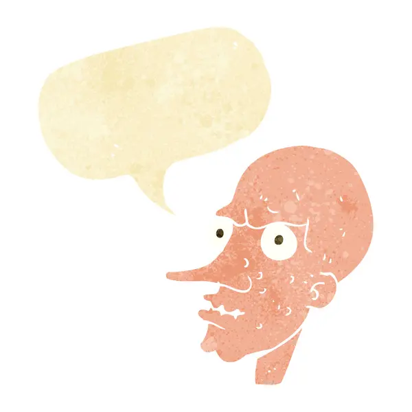 Karikatür kötü yaşlı adam konuşma balonu ile — Stok Vektör