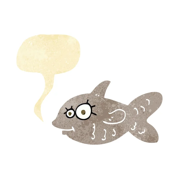 Cartoon gelukkig goudvis met spraakzeepbel — Stockvector