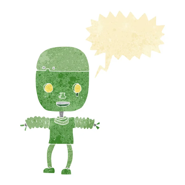 Robot de dibujos animados con burbuja de habla — Vector de stock