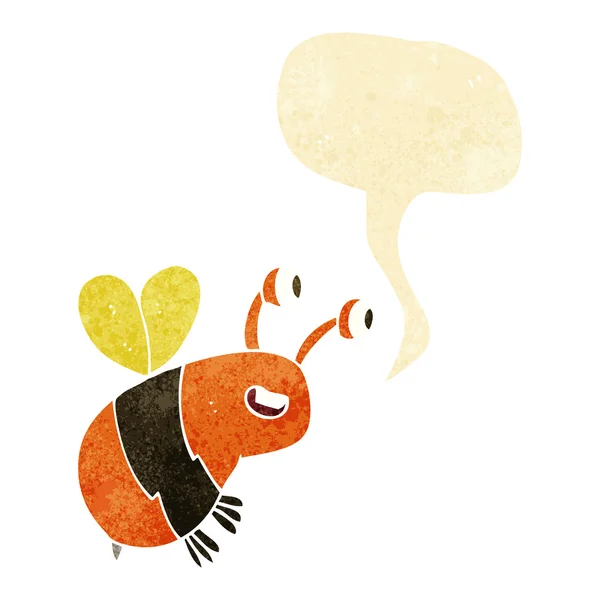 Dessin animé abeille heureuse avec bulle de parole — Image vectorielle