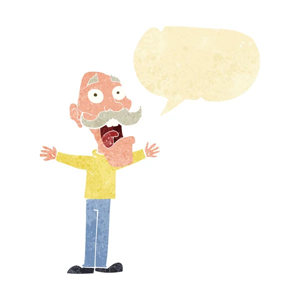 Hombre viejo estresado de dibujos animados con burbuja del habla — Archivo Imágenes Vectoriales
