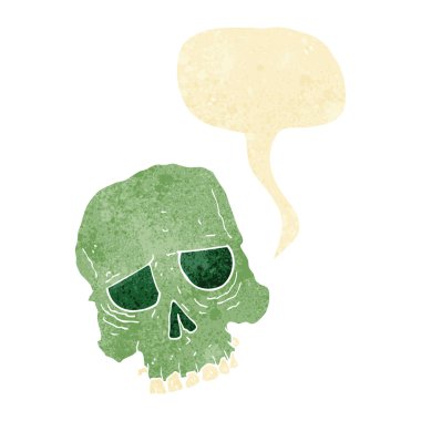 Konuşma baloncuklu garip kafatası