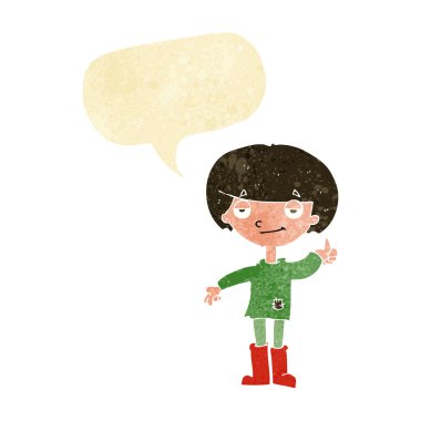 çizgi film çocuk zavallı giyim konuşma simgesiyle Yaşasın vererek