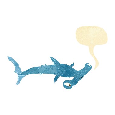 Konuşma baloncuğu olan çekiç başlı köpekbalığı.