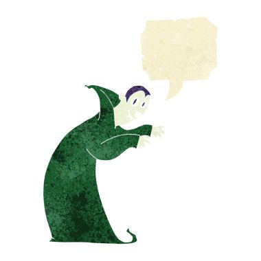 Konuşma baloncuklu ürkünç vampir çizgi filmi