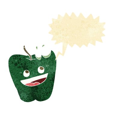 Konuşma balonlu mutlu elma karikatürü