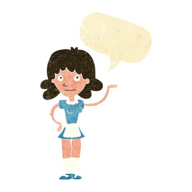 Konuşma balonu olan çizgi film hizmetçisi.