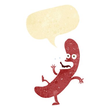 Konuşma baloncuklu çizgi film sosisi