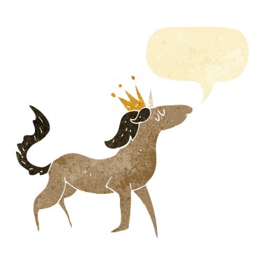 Konuşma baloncuklu tek boynuzlu at.