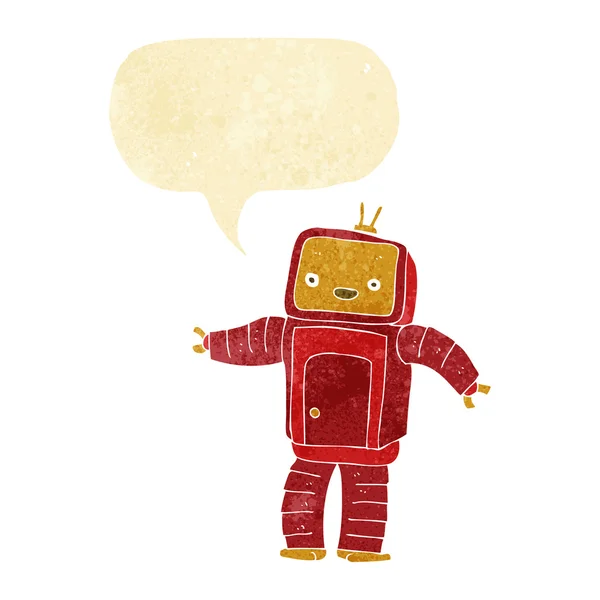 Robot de dibujos animados con burbuja de habla — Vector de stock