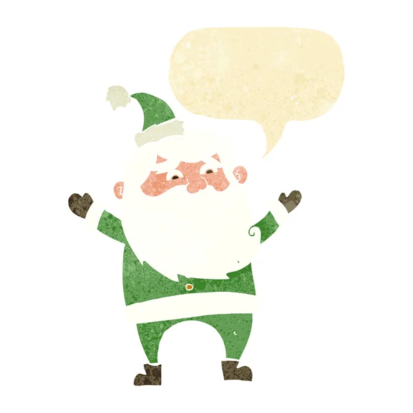 Cartoon happy santa claus with speech bubble — Stock Vector