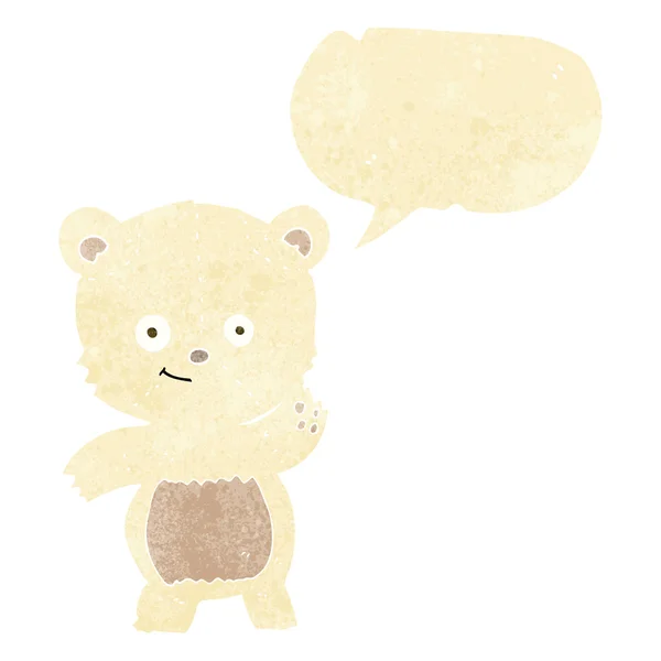 Desenho animado acenando urso polar com bolha de fala — Vetor de Stock