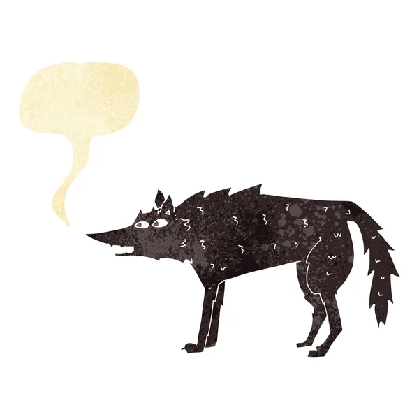 Loup dessin animé avec bulle de parole — Image vectorielle