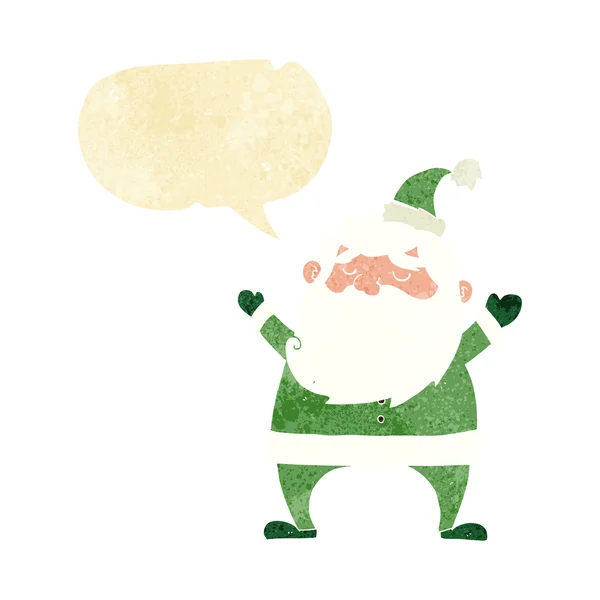 Jolly santa cartoon met spraakbel — Stockvector