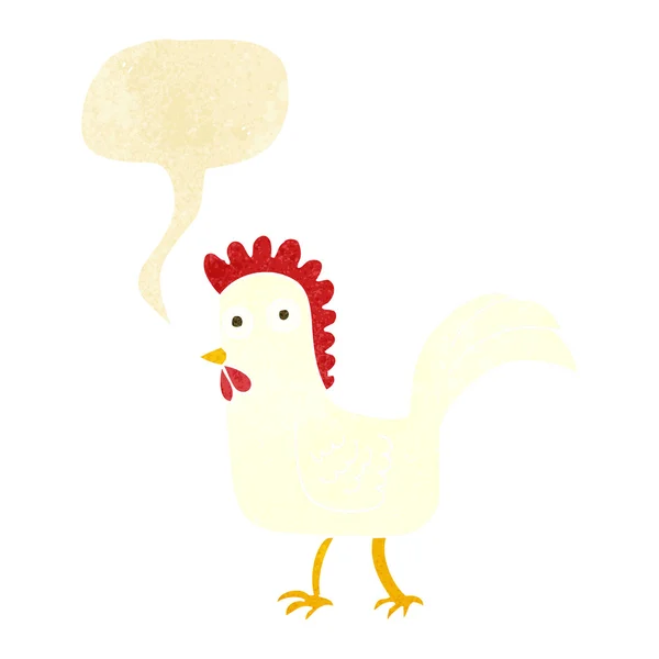 Cartoon chicken with speech bubble — Stock Vector