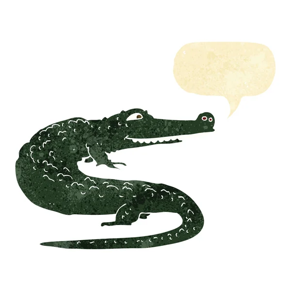 Crocodile de dessin animé avec bulle de parole — Image vectorielle