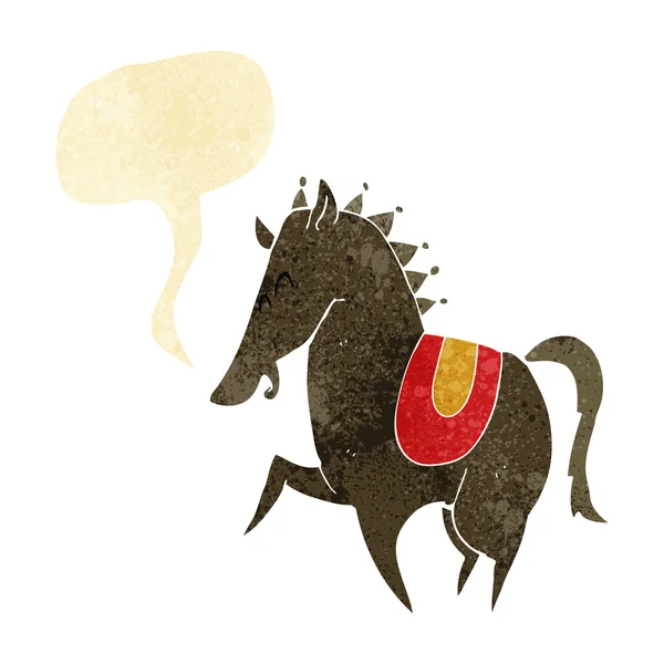 Rajzfilm táncoló ló ló beszéd buborék — Stock Vector