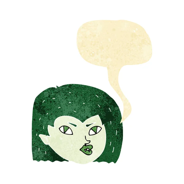 Cartoon vampier gezicht met tekstballon — Stockvector