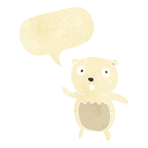Cartoon polar bear cub with speech bubble — Stock Vector
