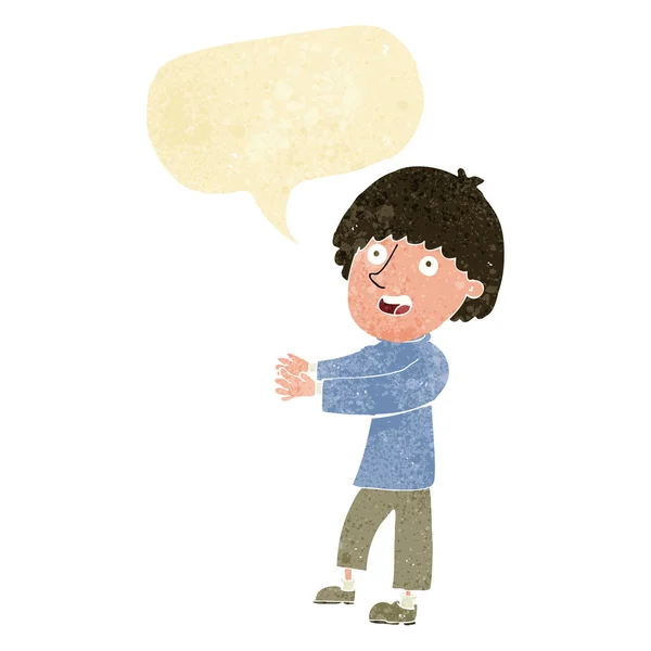 Мультфильм о счастливом человеке с пузырем речи — стоковый вектор