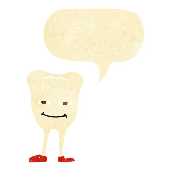 Desenho animado dente sorridente com bolha de fala — Vetor de Stock