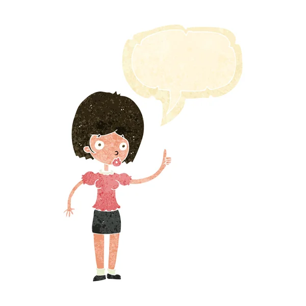 Konuşma balonu fikirle kadınla çizgi film — Stok Vektör