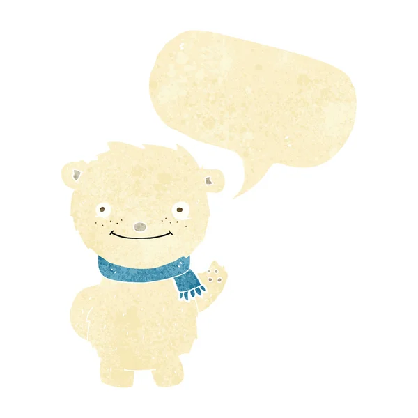 Dessin animé ours polaire mignon avec bulle de parole — Image vectorielle