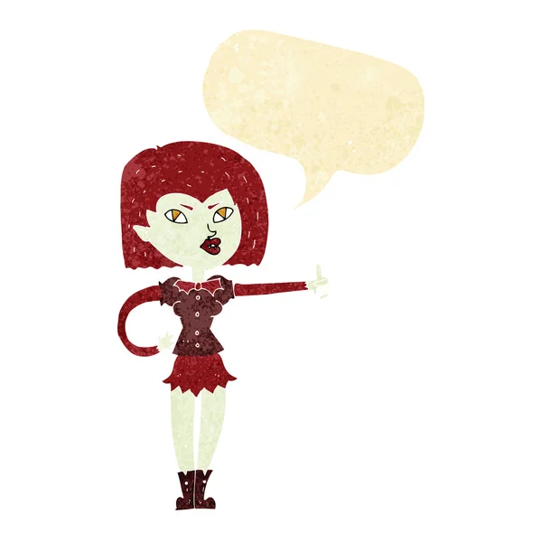 Tecknad vampyr flicka ger tummen upp med tal bubbla — Stock vektor