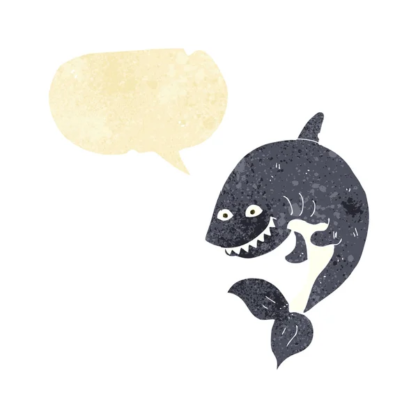 Karikaturenhai mit Sprechblase — Stockvektor
