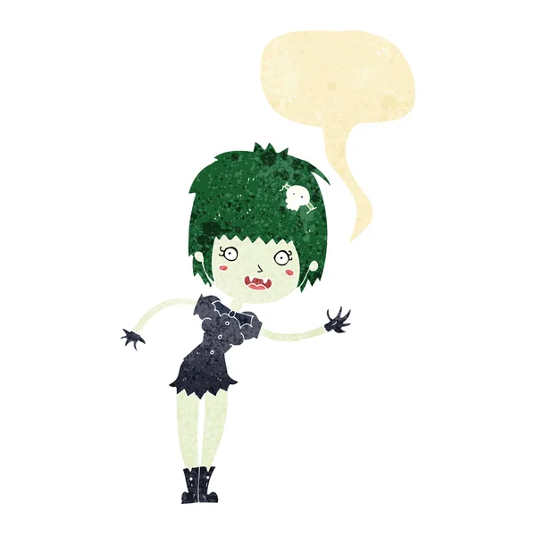 Cartoon vampire girl with speech bubble — Stock Vector