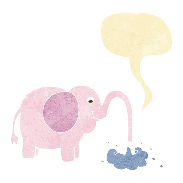 Caricature éléphant éjacule d'eau avec bulle de parole — Image vectorielle