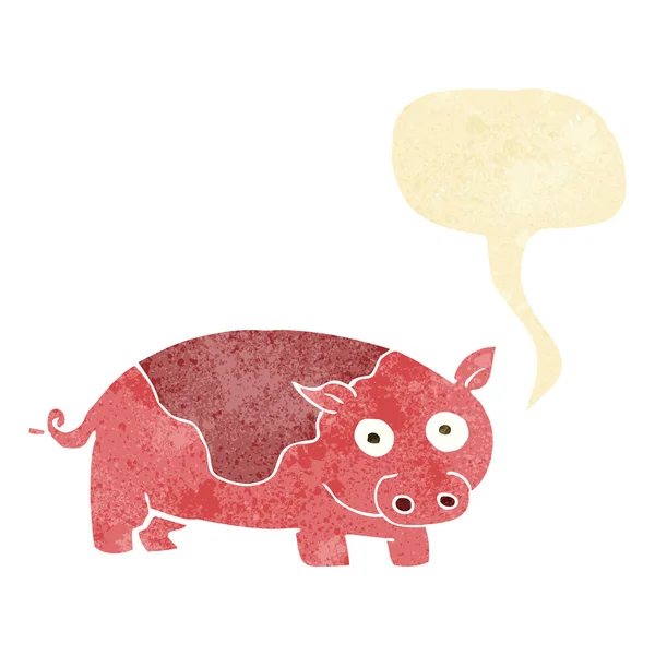 Cartoon pig with speech bubble — Stock Vector