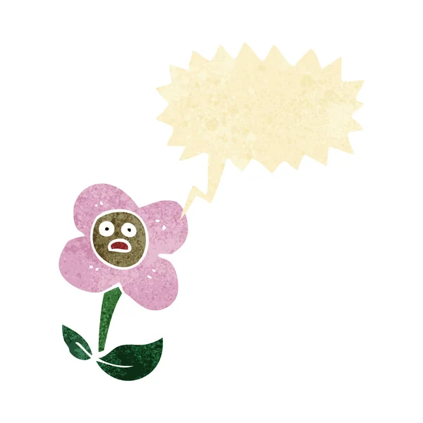 Мультяшный цветок с лицом с пузырём речи — стоковый вектор