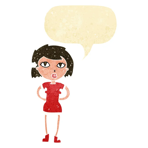 Karikatür kadınla konuşma balonu — Stok Vektör