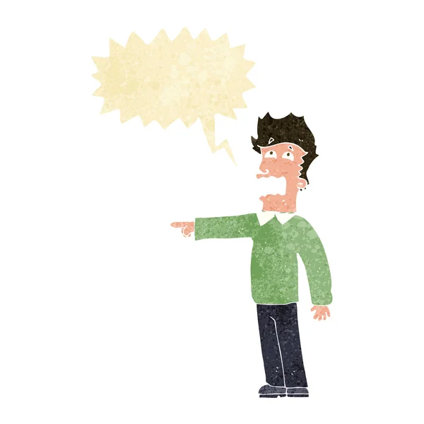 Uomo dei cartoni animati accusando con bolla discorso — Vettoriale Stock
