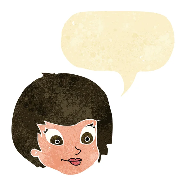 Cartoon female face with speech bubble — Stock Vector