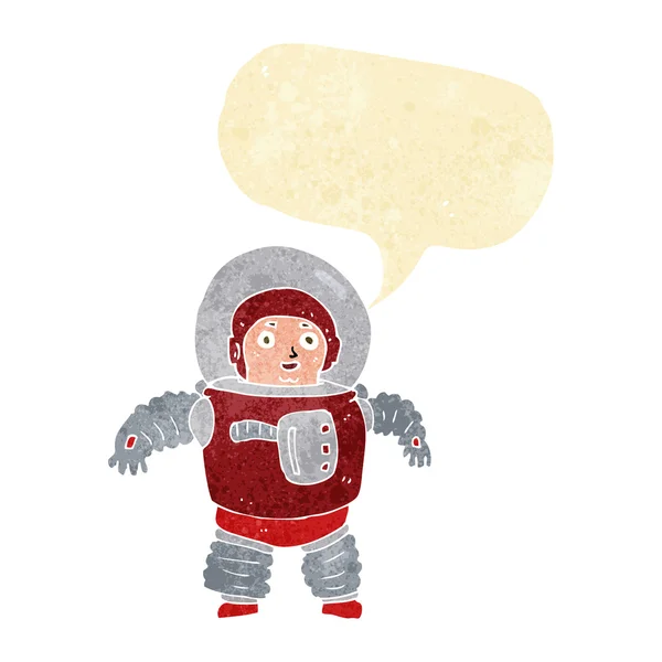 Cartoon homem do espaço com bolha de fala — Vetor de Stock