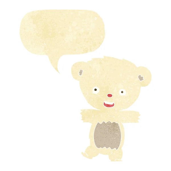 Dibujos animados peluche oso polar cachorro con burbuja de habla — Vector de stock