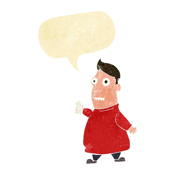 Karikatur nervöser Mann mit Sprechblase — Stockvektor