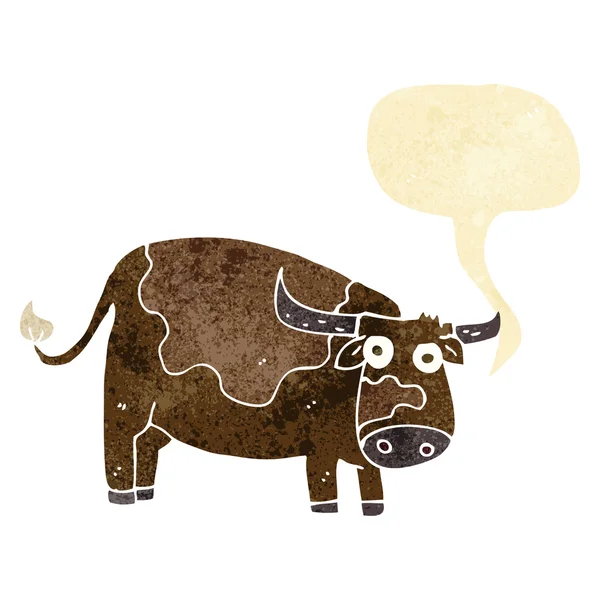 Kreslená kráva s bublinou řeči — Stockový vektor