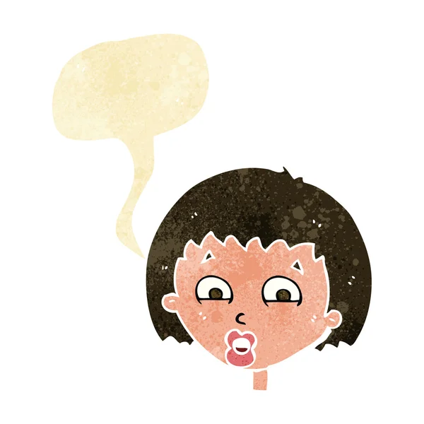 Cartoon shocked expression  with speech bubble — Stock Vector