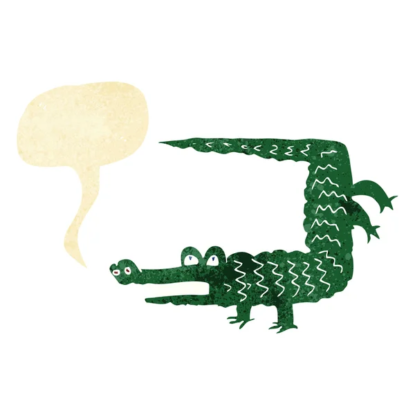 Crocodile de dessin animé avec bulle de parole — Image vectorielle